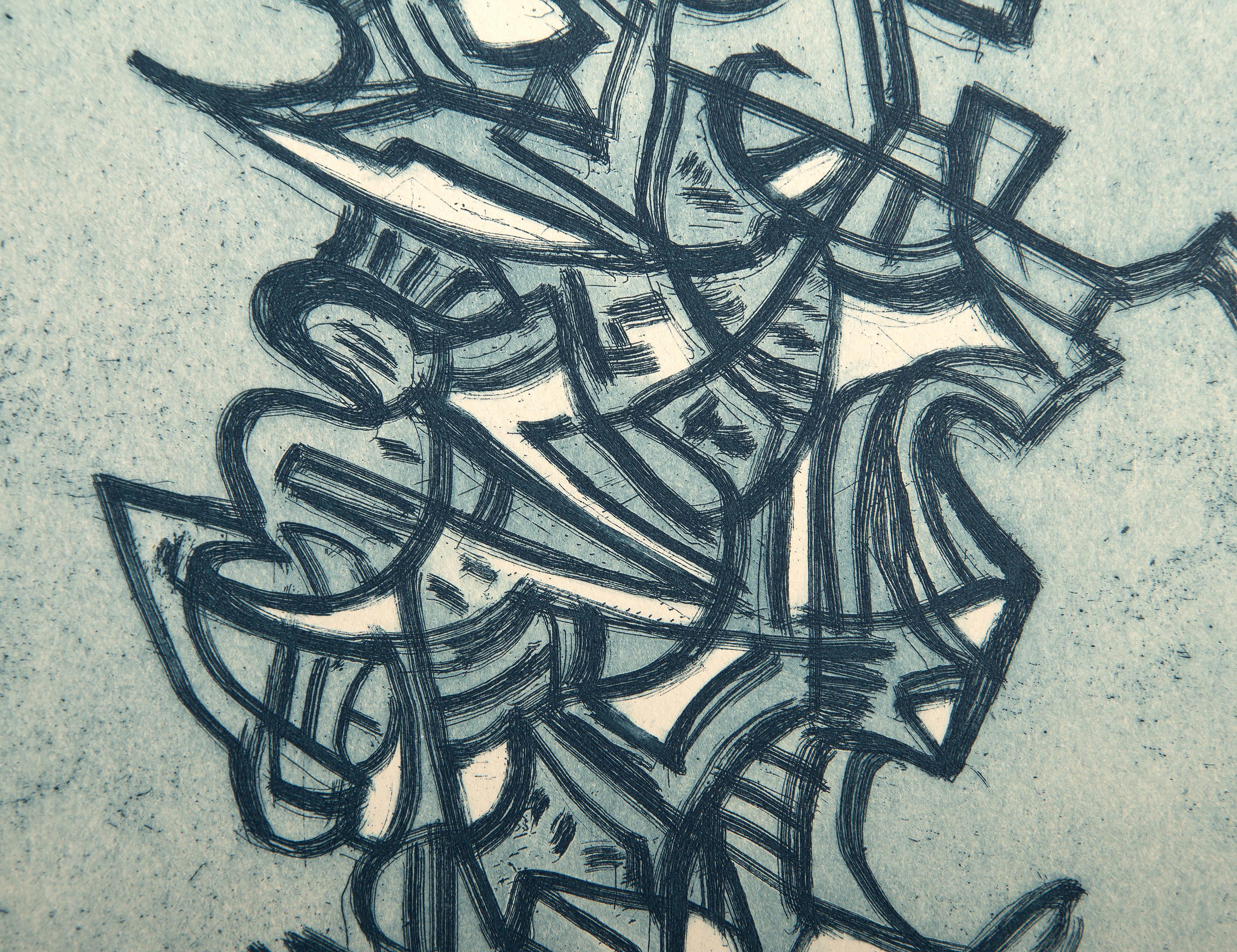 Liberation II, Abstract Geometric Color Etching by Mark Tobey For Sale 1