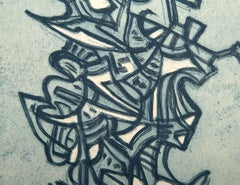 Liberation II, Abstract Geometric Color Etching by Mark Tobey