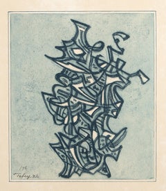 Liberation II, Abstract Geometric Color Etching by Mark Tobey