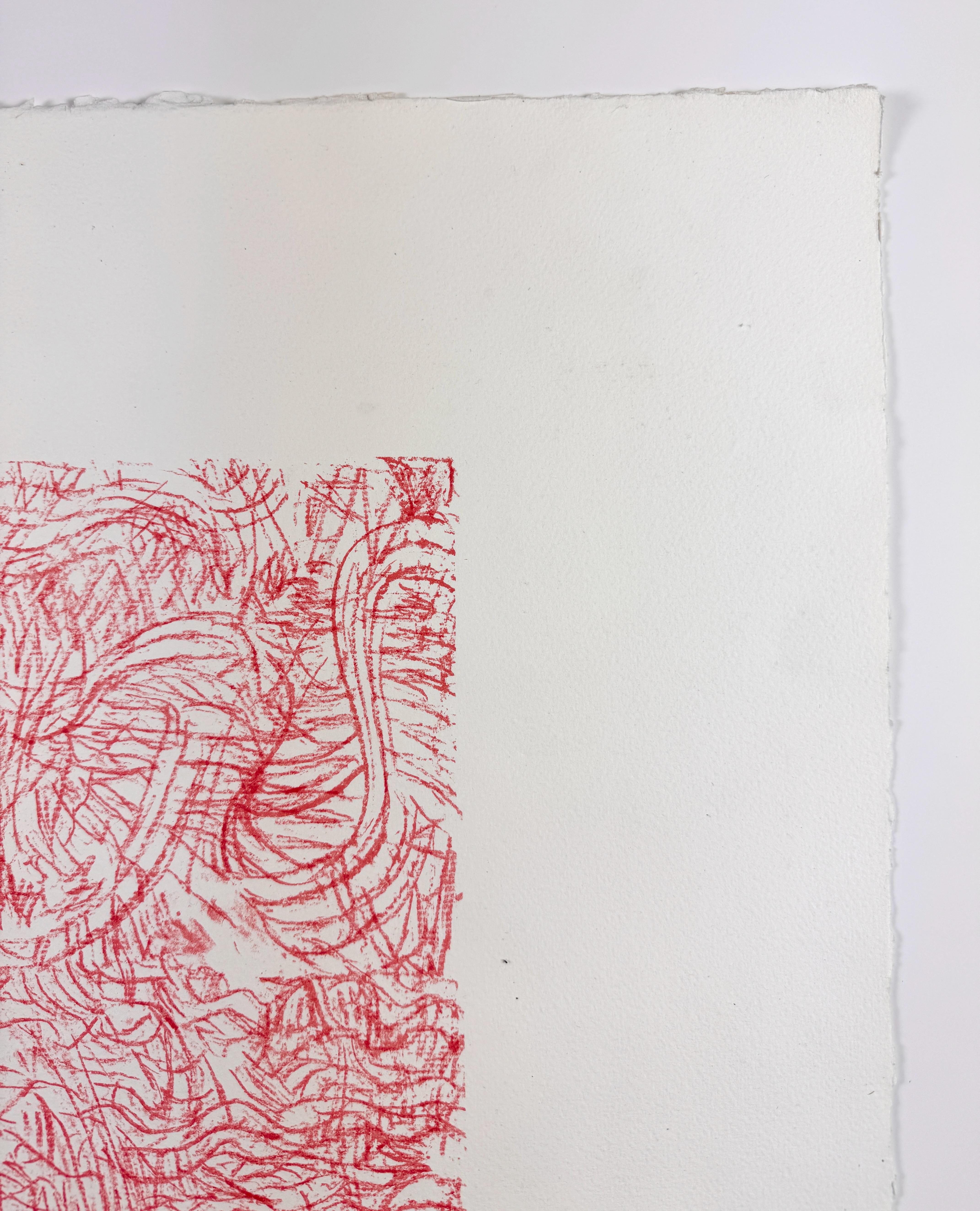 Mandarin and Flowers de Mark Tobey dessin calligraphié abstrait rouge en vente 5