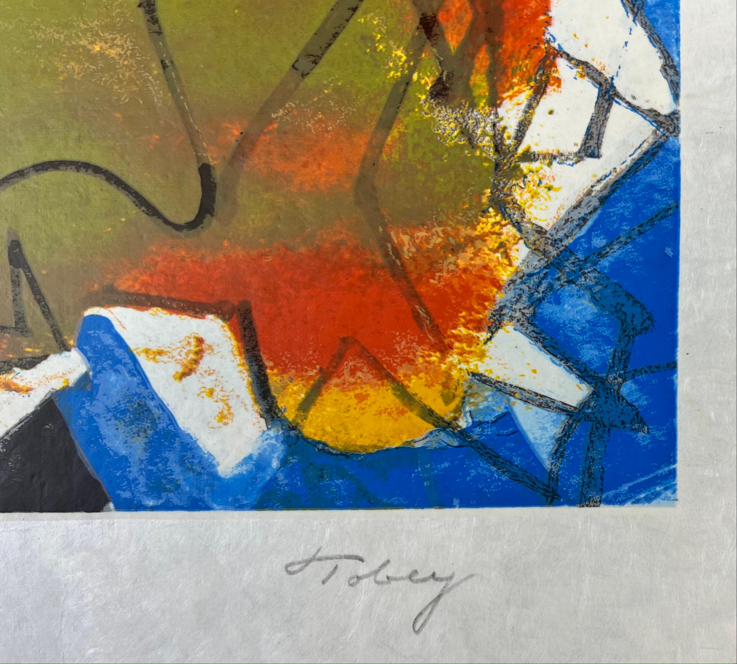 Mark Tobey ( 1890 - 1976 ) - Glowing Fall - lithographie signe  la main sur Japonais 2