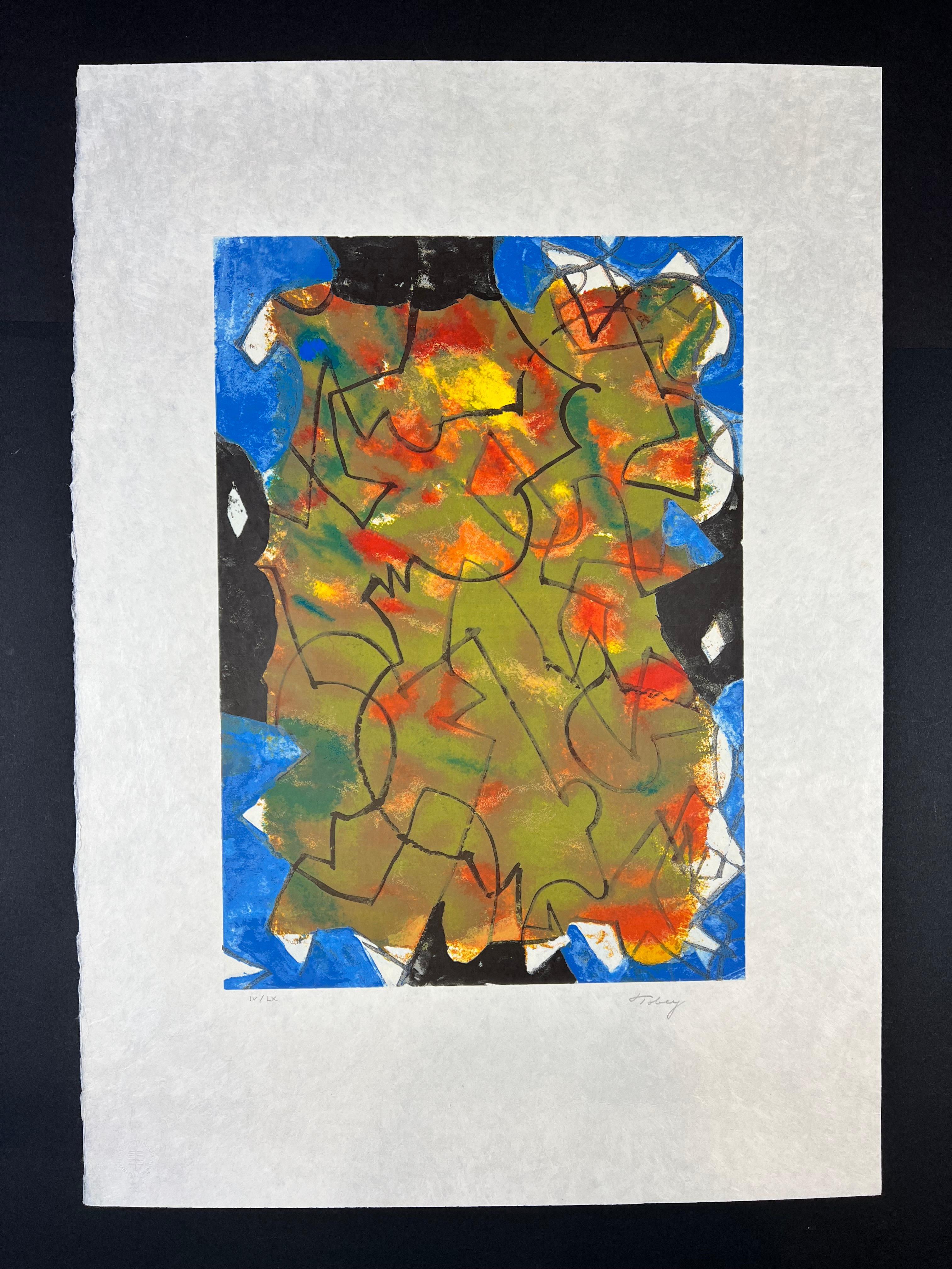 Mark Tobey ( 1890 – 1976 ) – Glowing Fall – hand-signed lithography on Japanese  For Sale 3