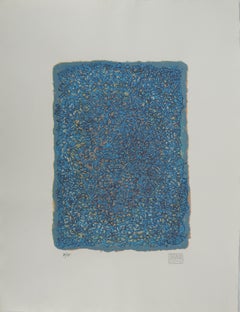 Mark TOBEY: Blaue Komposition, Original signierter Siebdruck