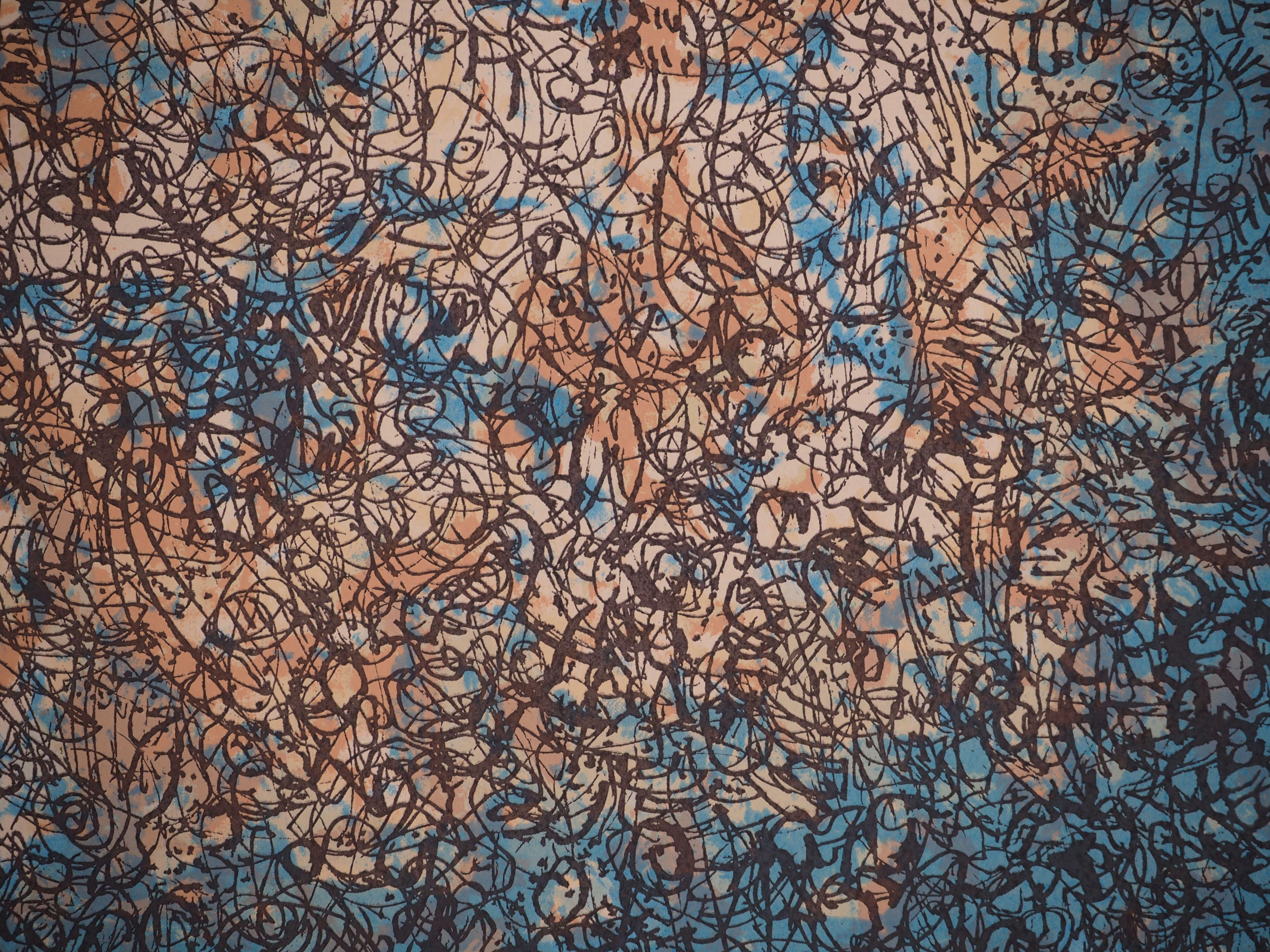 Mark TOBEY : Blue Daydream, Original signed screenprint For Sale 1