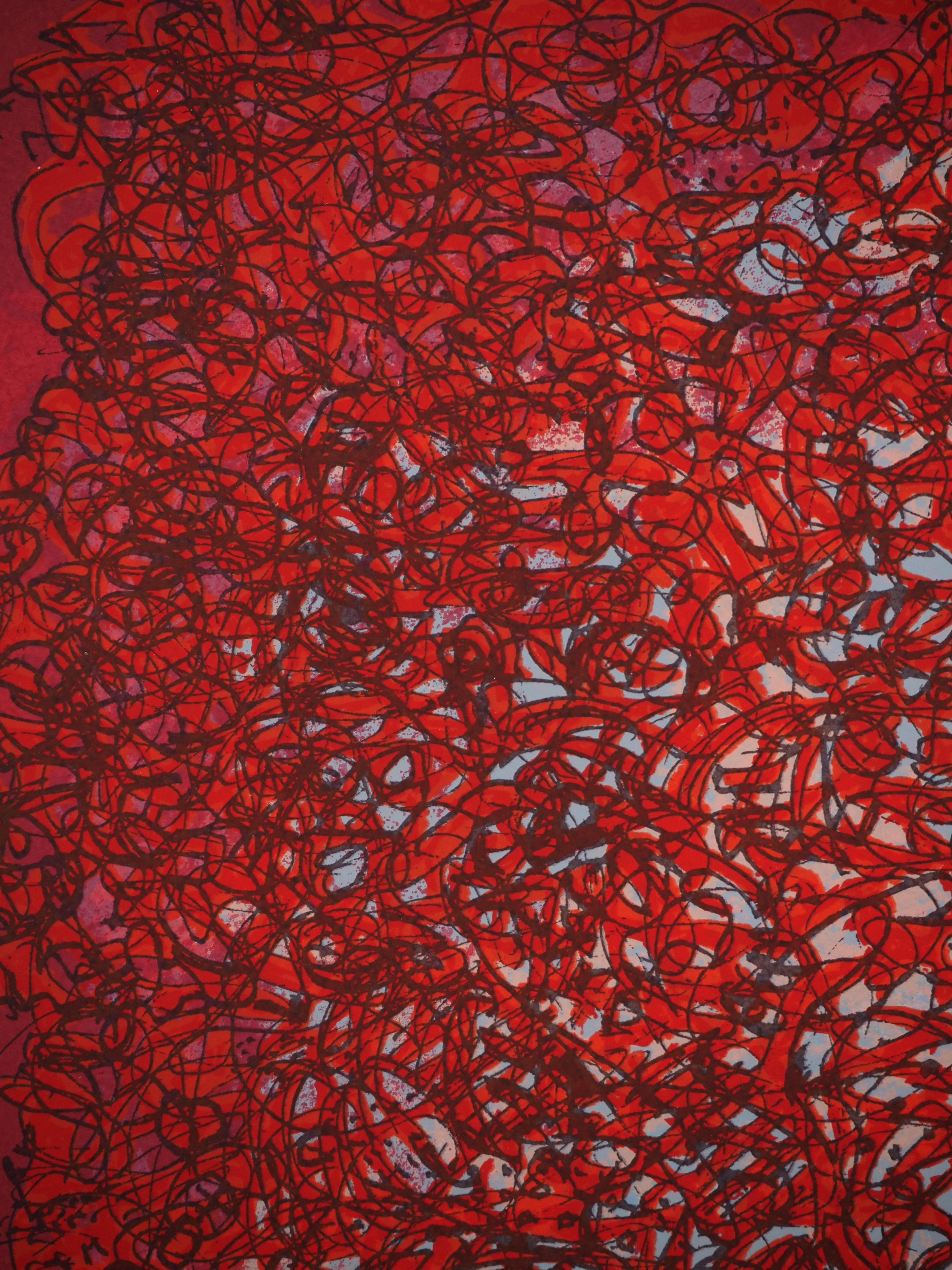 Mark TOBEY : Burning Devouring Love, Original signed screenprint - Abstract Print by Mark Tobey