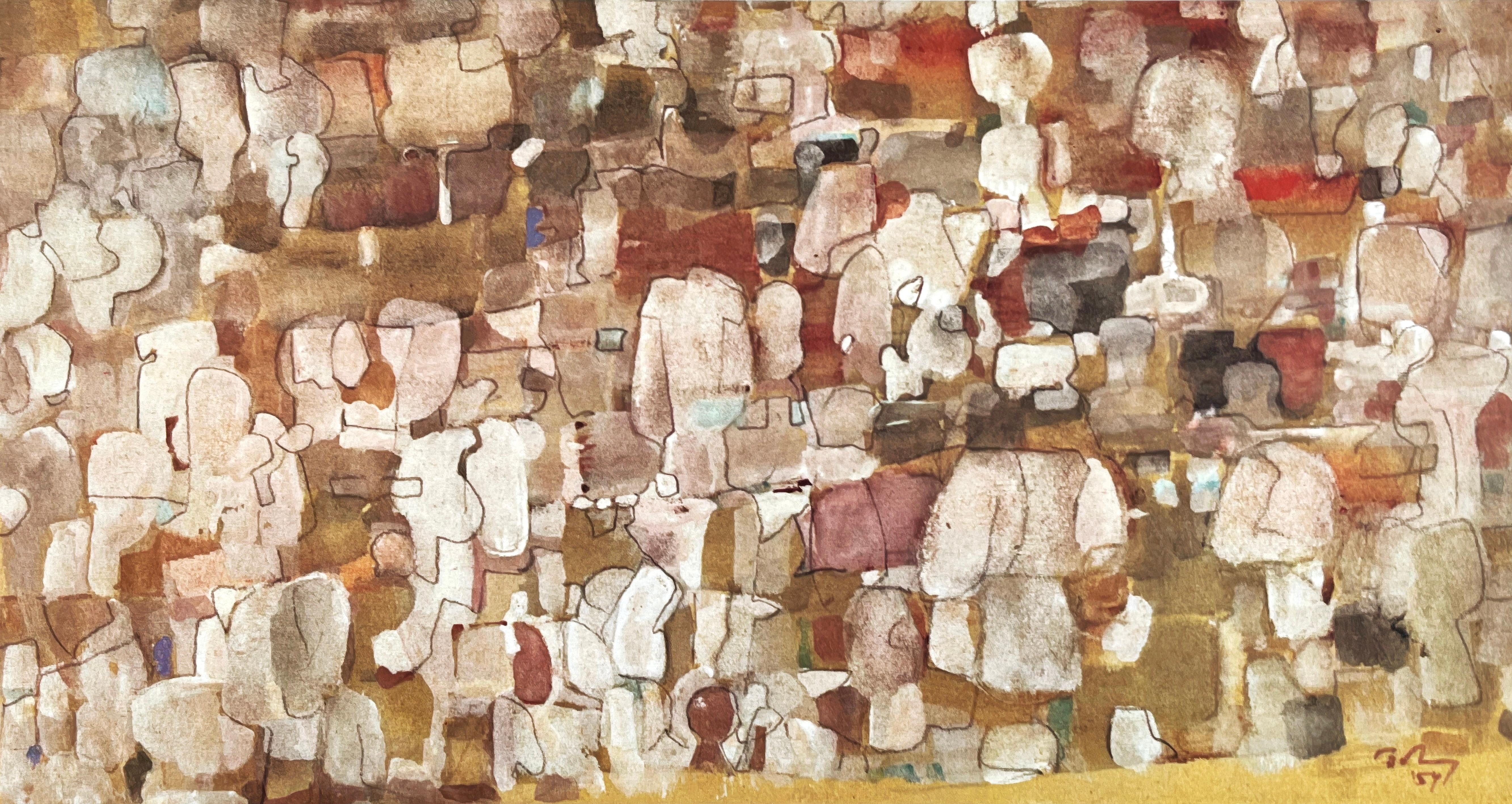 This exquisite heliogravure after Mark Tobey (1890–1976), titled Mme T. (Mrs. T.), from the folio Mark Tobey, Peintres d'aujourd'hui (Mark Tobey, Painters of Today), originates from the 1961 edition published by Fernand Hazan, Editeur, Paris,