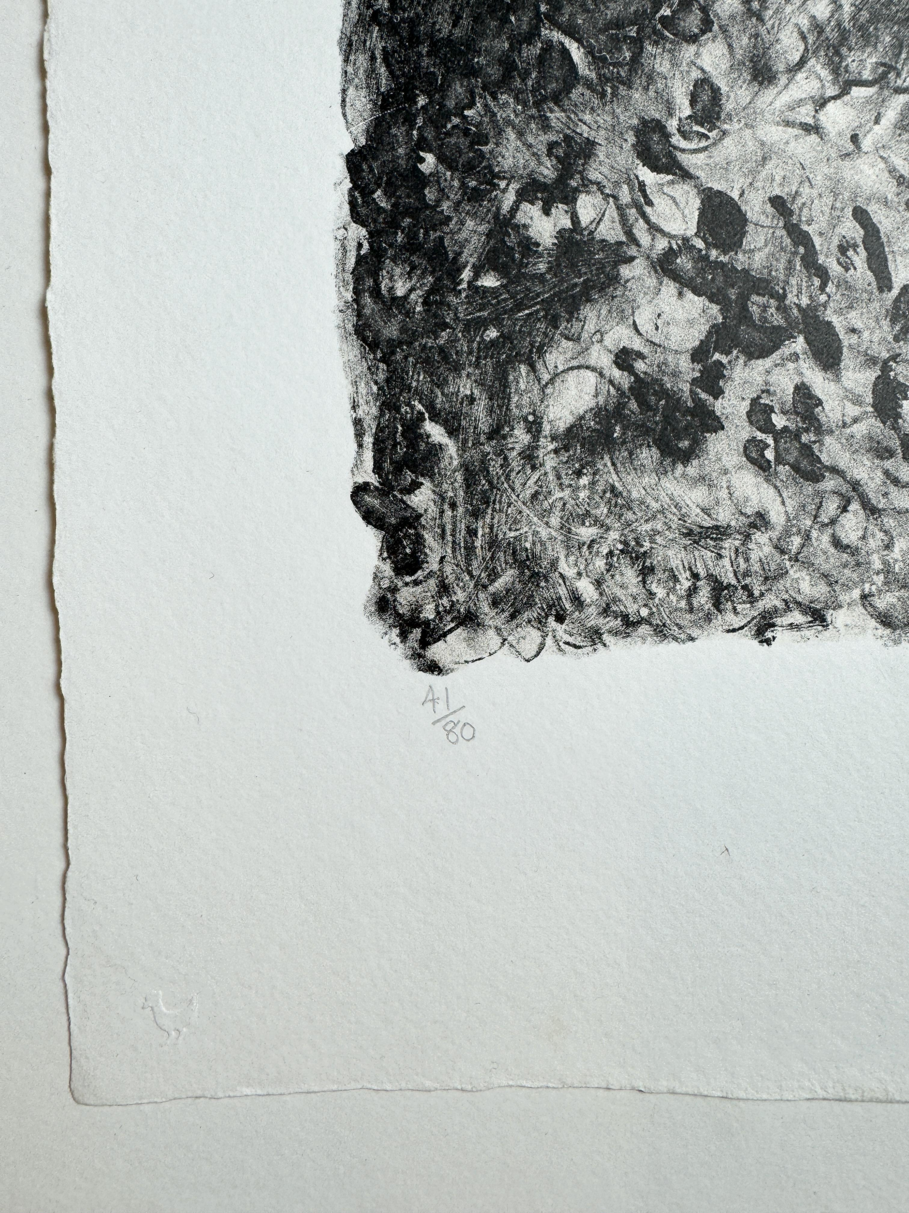 Ritual Mark Tobey abstract black tan and white lithograph For Sale 1