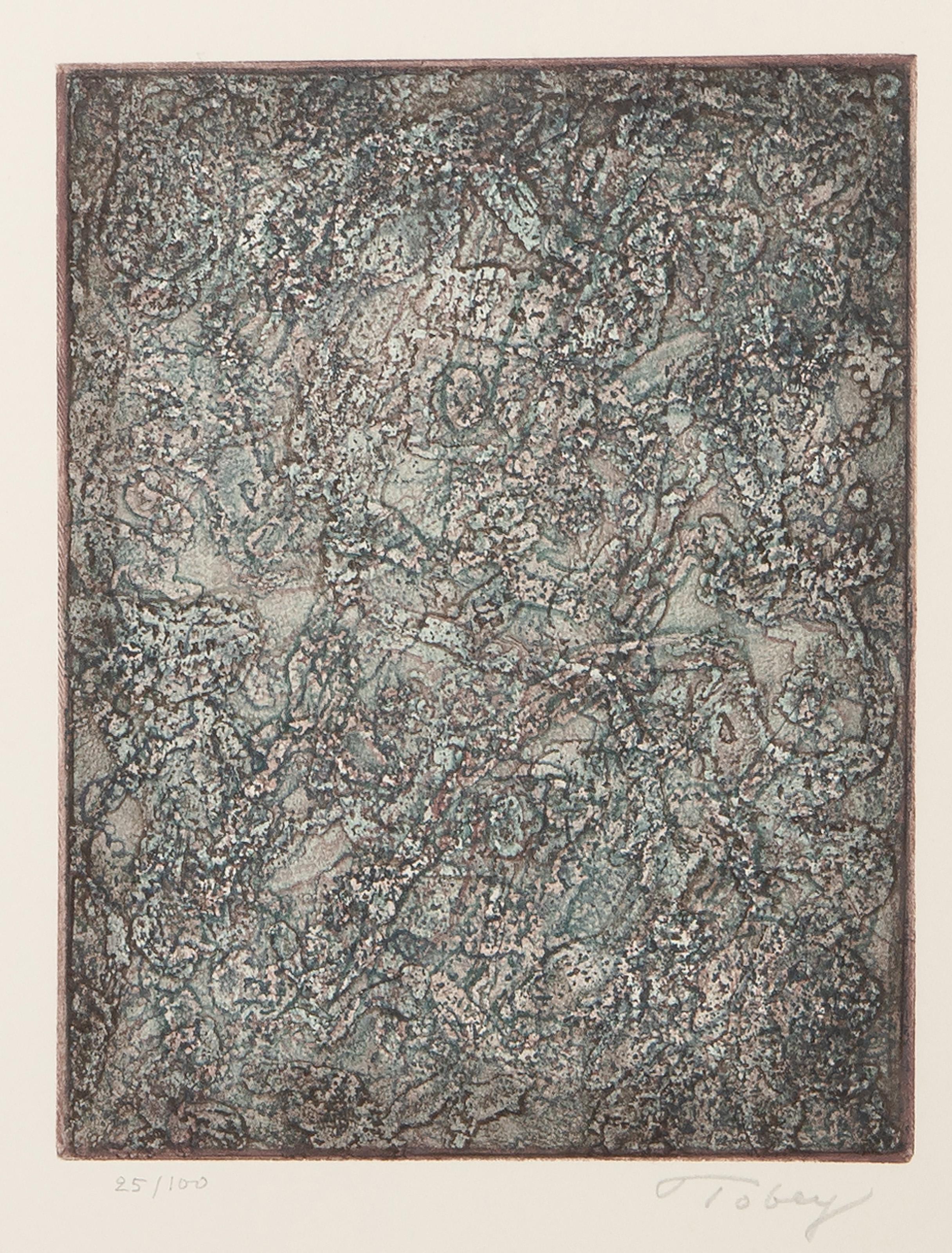  Mark Tobey, American (1890 - 1976) -  Subtle Souvenir, Year: 1974, Medium: Etching, signed and numbered in pencil, Edition: 100, Image Size: 10.25 x 8 inches, Size: 26 x 20 in. (66.04 x 50.8 cm) 