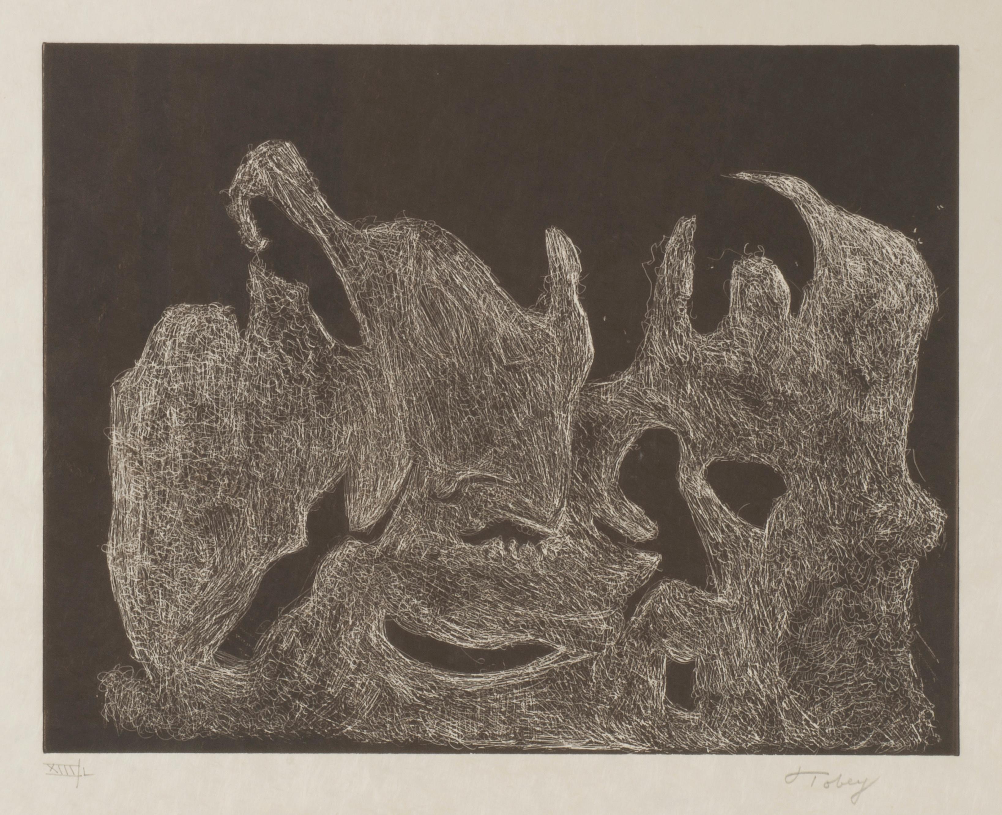 Mark Tobey Abstract Print – Die Erwachensnacht