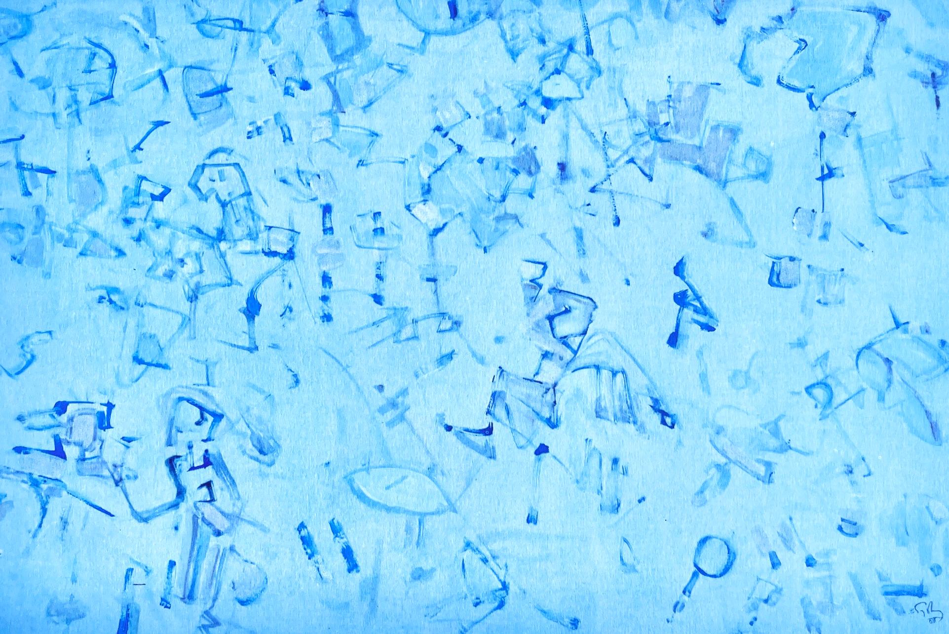 Mark Tobey Landscape Print - Tobey, Composition en bleu-gris (Mme T.), Peintres d'aujourd'hui (after)