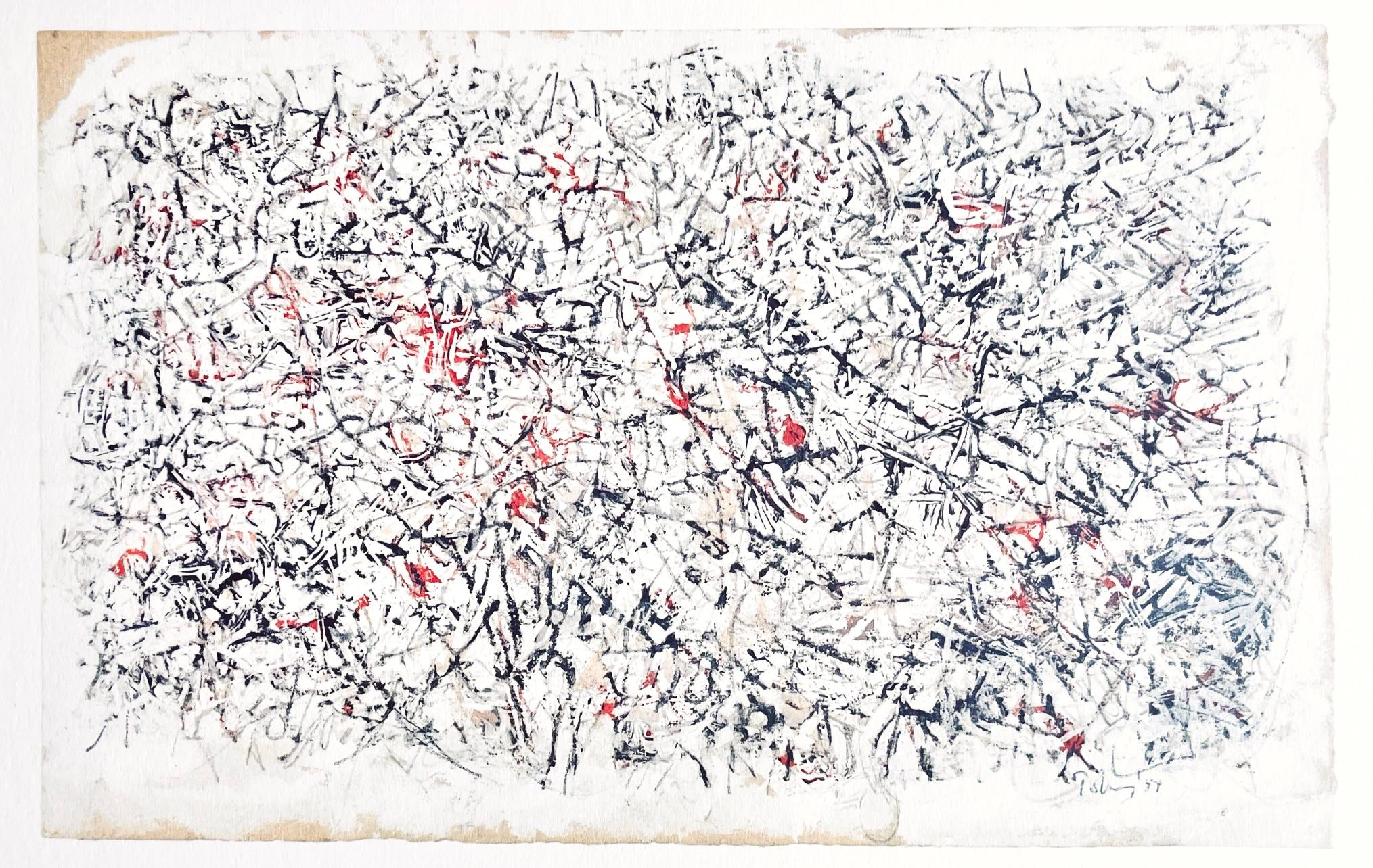 Héliogravure on vélin paper. Paper Size: 10.83 x 13.78 inches. Inscription: Signed in the plate and unnumbered, as issued. Notes: From the folio, Mark Tobey, Peintres d'aujourd'hui, 1961. Published by Fernand Hazan, Éditeur, Paris; rendered by