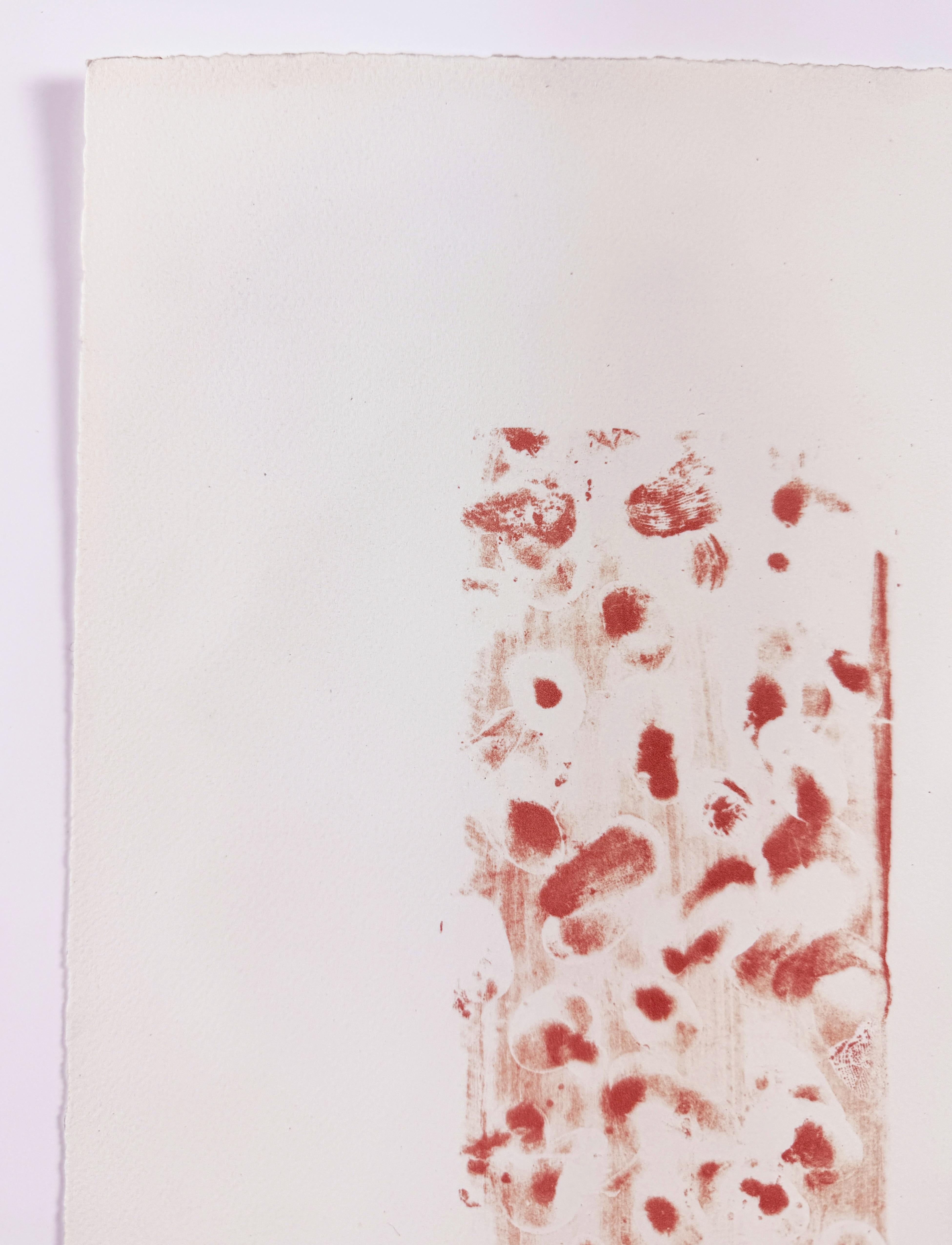 Underwater Fragment (rouge) de Mark Tobey, scène calligraphique abstraite en rouge en vente 4