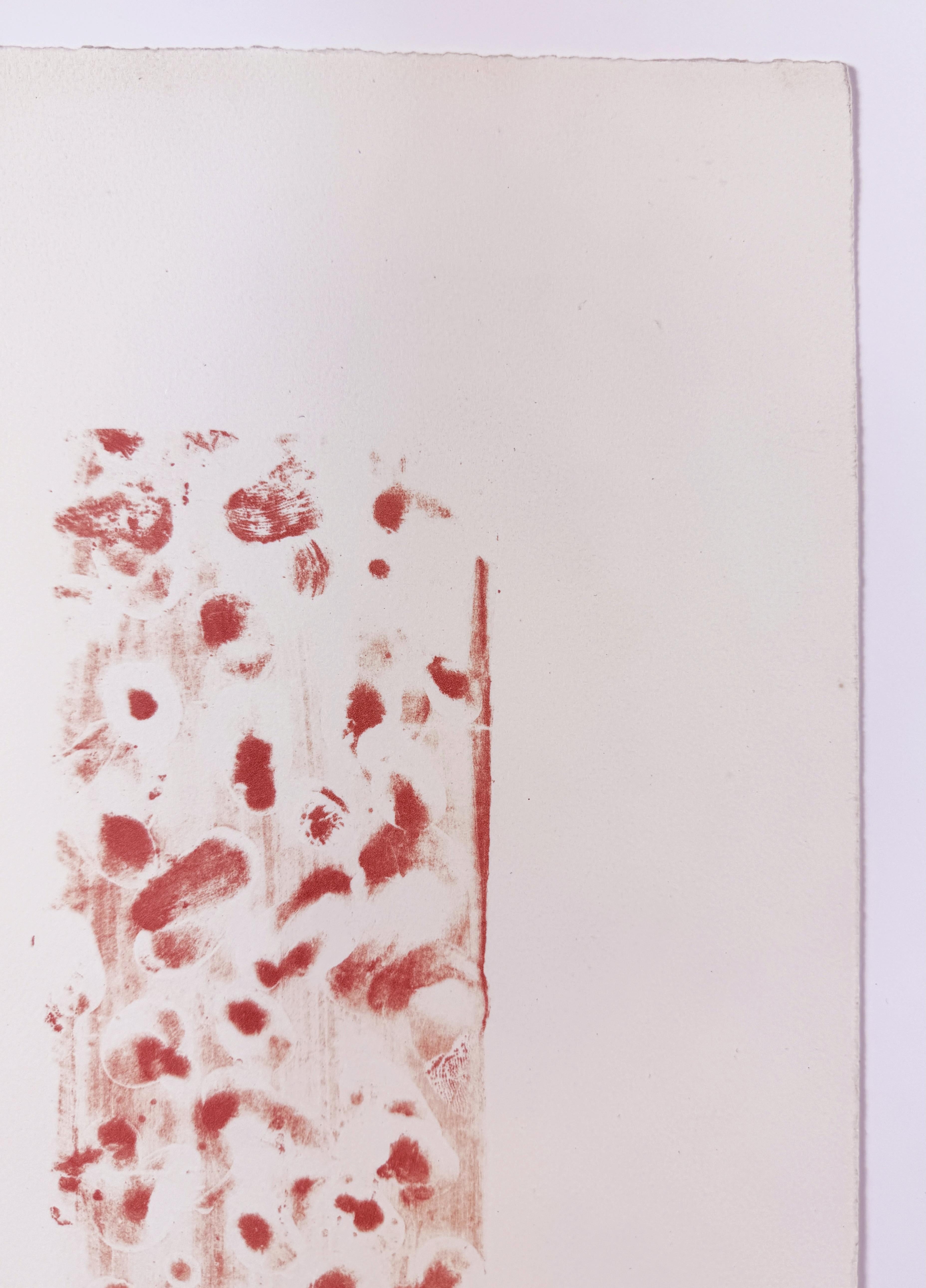 Underwater Fragment (rouge) de Mark Tobey, scène calligraphique abstraite en rouge en vente 5
