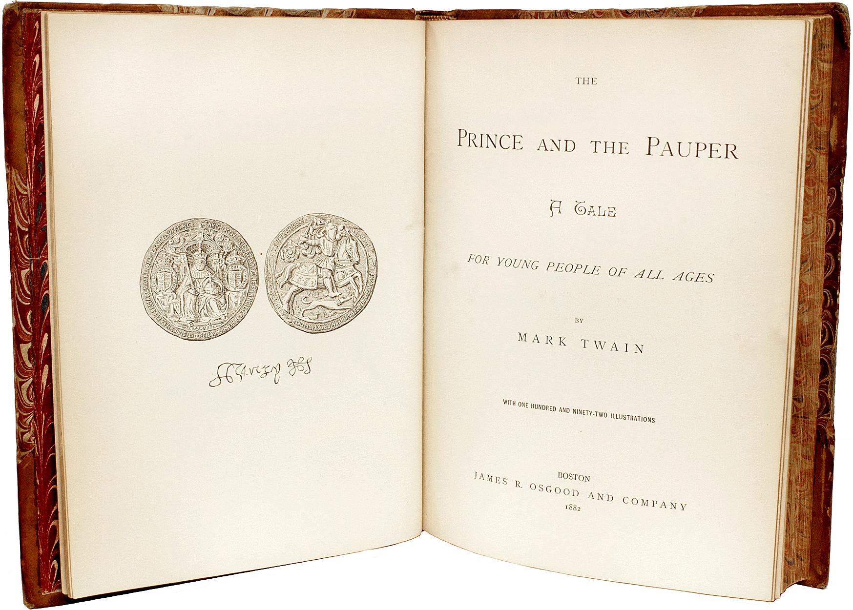 Britannique Marquer TWAIN. The Prince and the Pauper. Première ÉDITION DE SÉCONDE DÉCLARATION - 1882 en vente