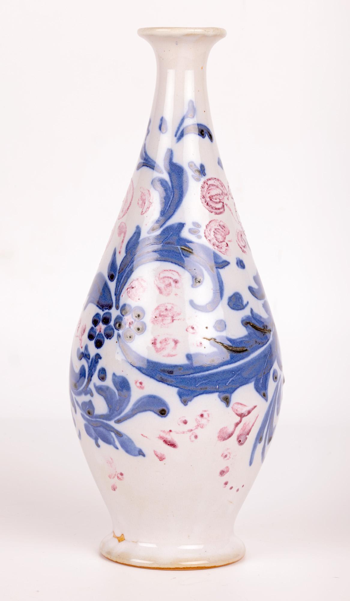 Mark V Marshall Doulton Lambeth Abstract Leaf & Berry Design Vase For Sale 2