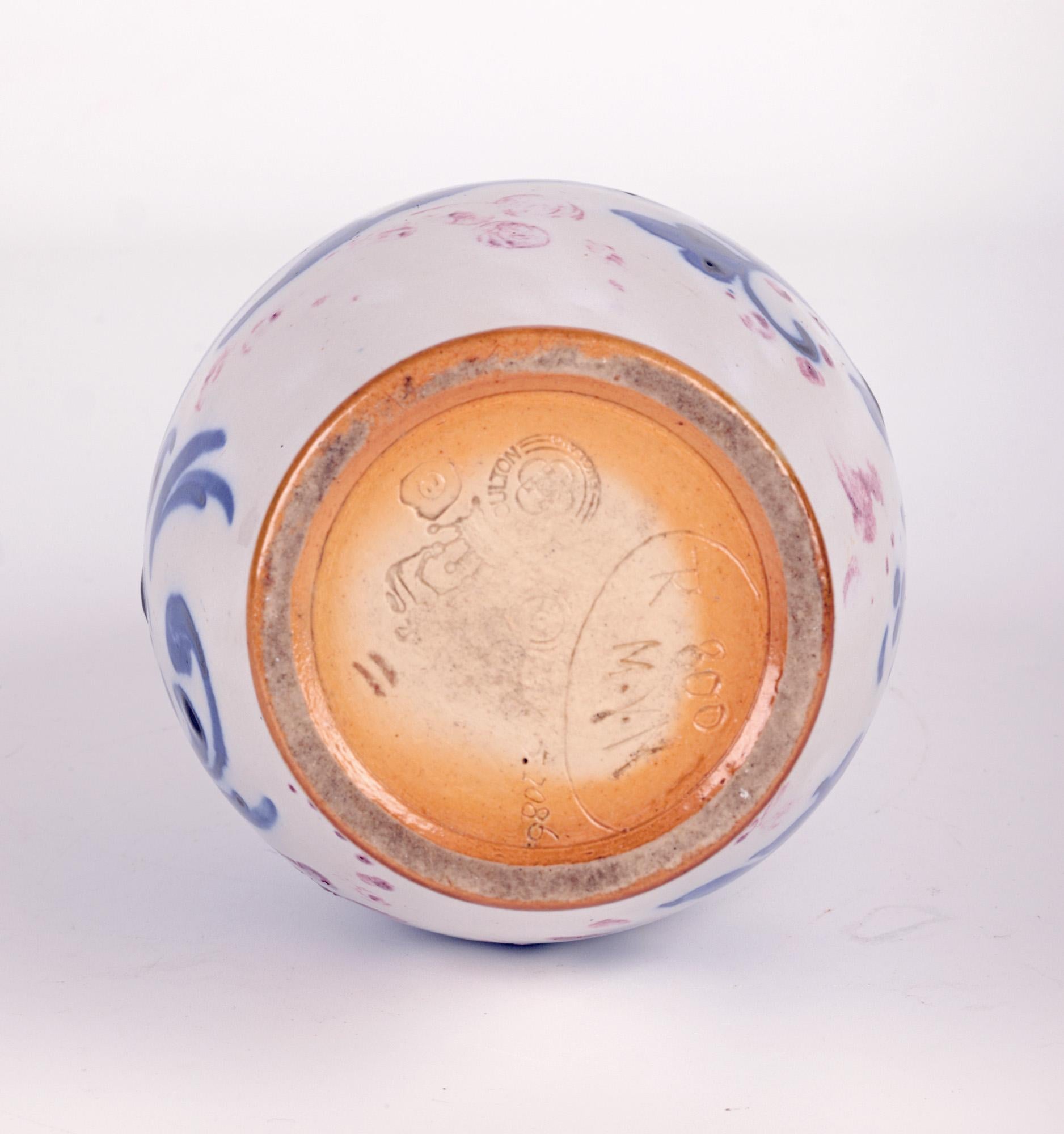 Mark V Marshall Doulton Lambeth Abstract Leaf & Berry Design Vase For Sale 4