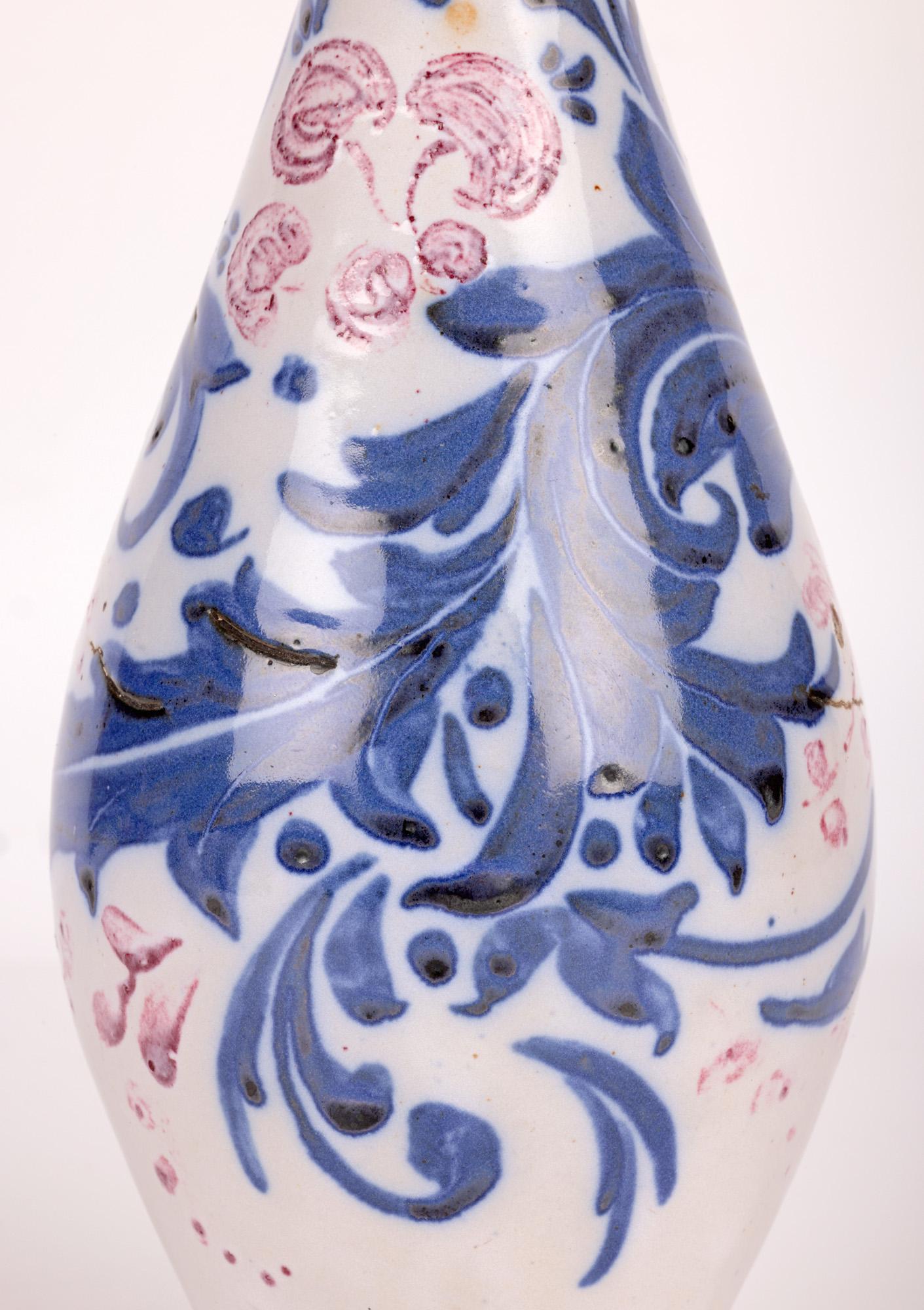 Art Nouveau Mark V Marshall Doulton Lambeth Abstract Leaf & Berry Design Vase For Sale