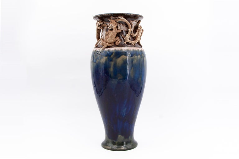 British Mark V. Marshall Doulton Lambeth Art Nouveau/Gothic Revival Vase For Sale