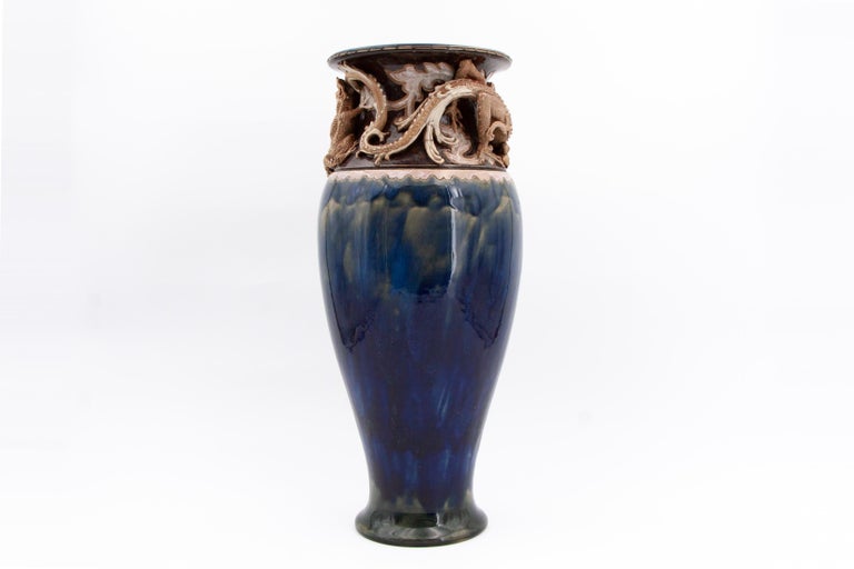 Mark V. Marshall Doulton Lambeth Art Nouveau/Gothic Revival Vase In Excellent Condition For Sale In Fort Lauderdale, FL