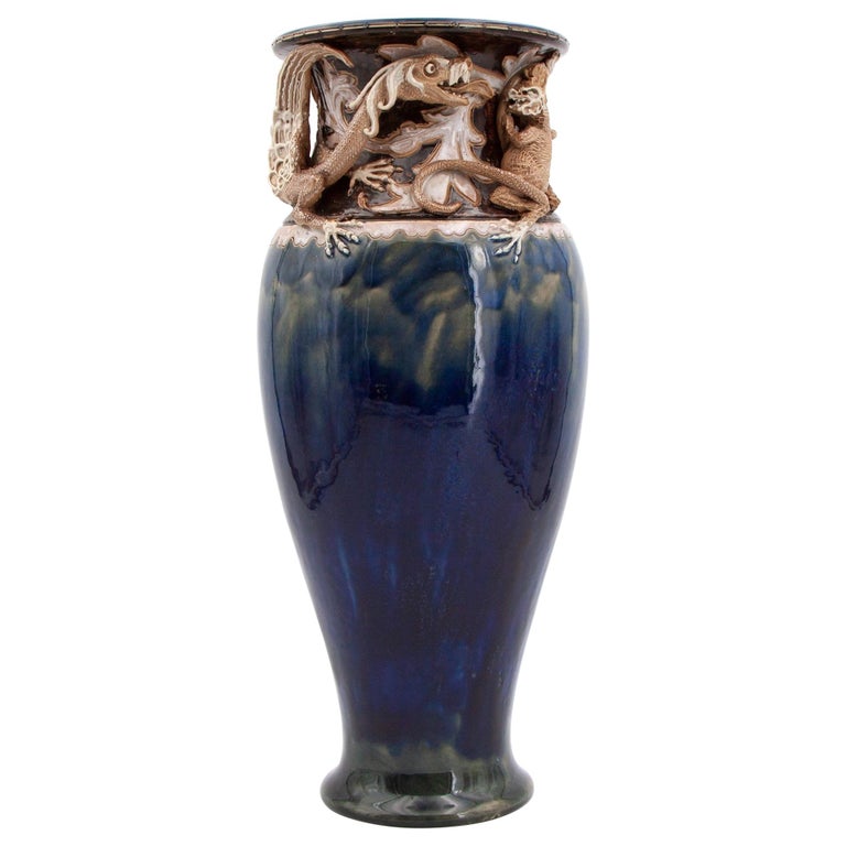 Mark V. Marshall Doulton Lambeth Art Nouveau/Gothic Revival Vase For Sale