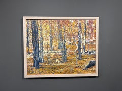 Mark Verna, "Vigilance & Innocence", 24x30, Winter Deer Woods Landscape Painting