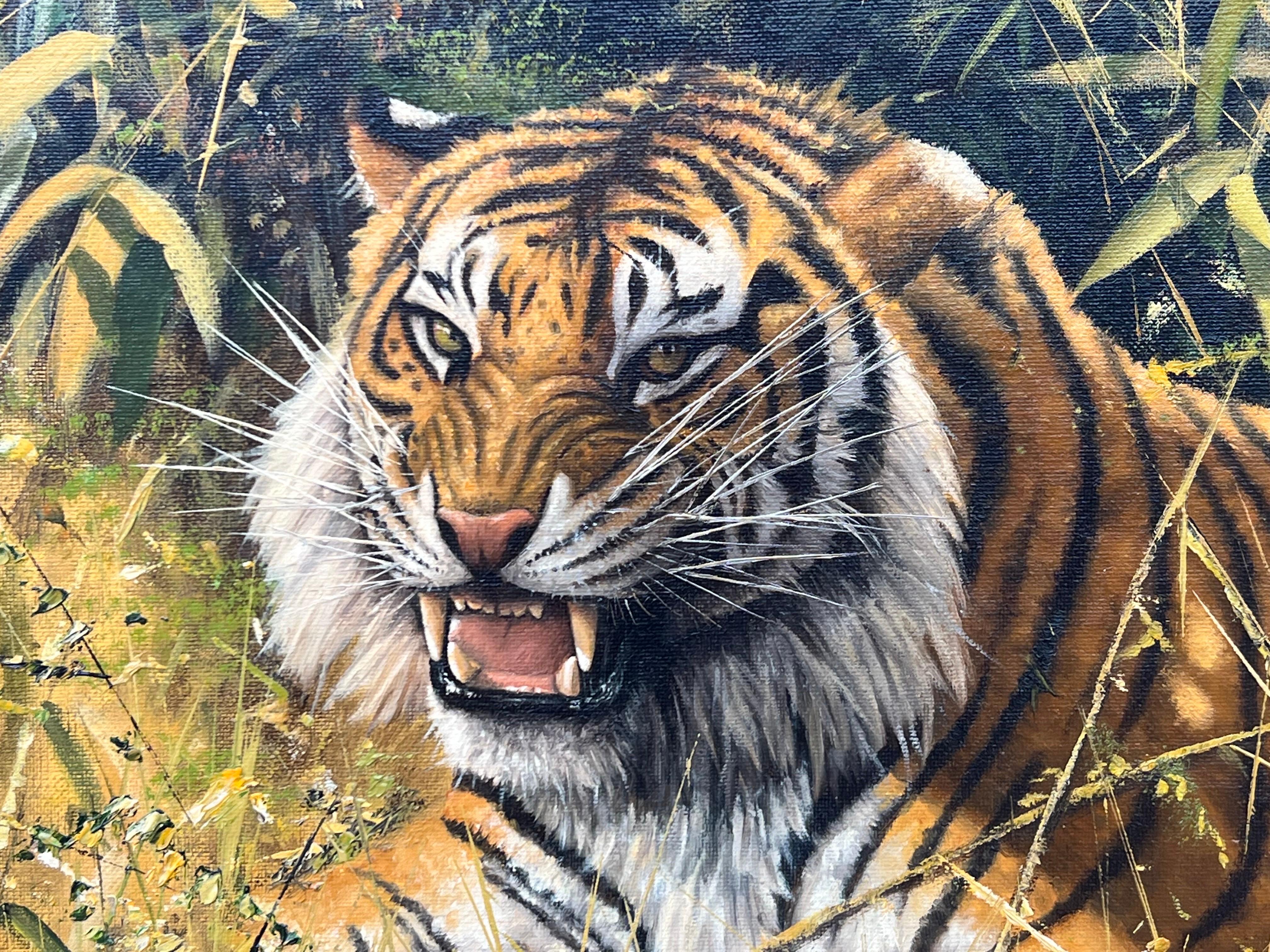 Original Oil Painting of Tiger in the Wild by British Contemporary Artist 2