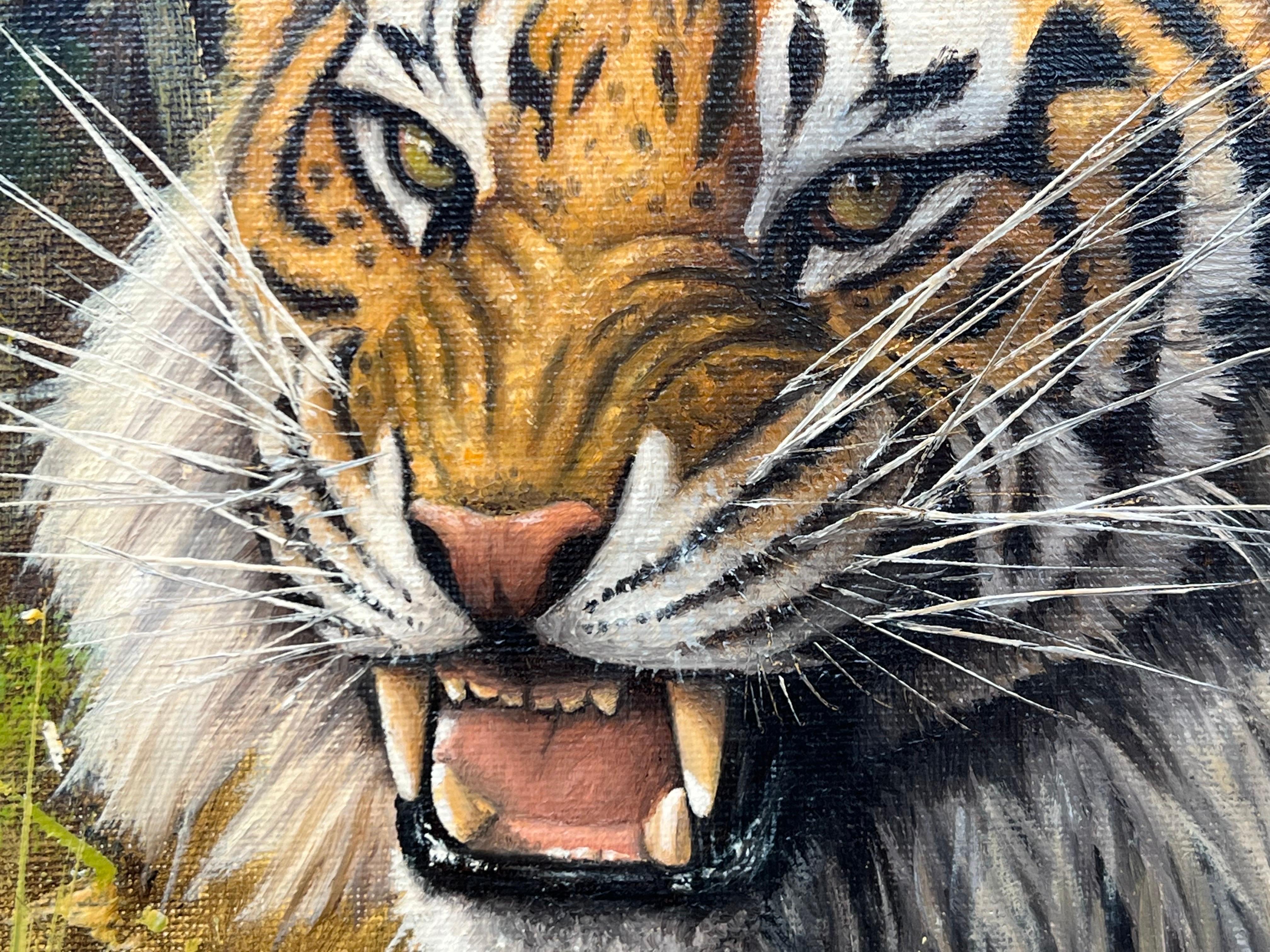 Original Oil Painting of Tiger in the Wild by British Contemporary Artist 3