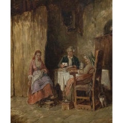 Mark William Langlois (1848-1924) - Fin du XIXe siècle Huile, Une lettre inquiétante