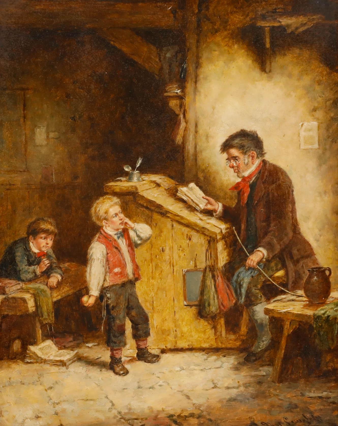 Mark William Langois (1848-1924)- Late 19th Century Oil, Schoolmaster and Pupils - Painting by Mark William Langlois