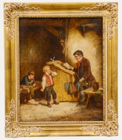 Mark William Langois (1848-1924)- Óleo de finales del siglo XIX, Maestro de escuela y alumnos