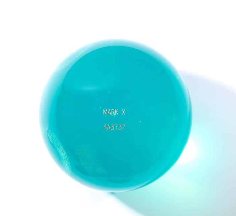 Mark X Bowling Ball, Clear Acrylic, Teal Blue For Sale at 1stdibs