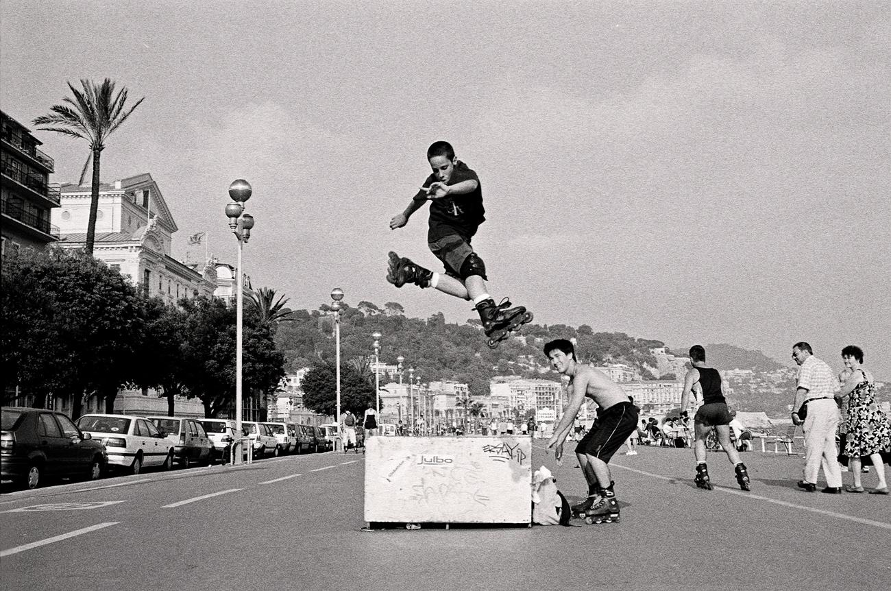 Mark York Black and White Photograph - 'Jump!'  Promenade Des Anglais, Nice. French Riviera.