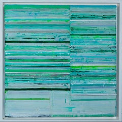 Ogham - Green striped abstract painting