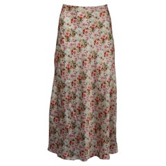 Markarian Floral Print Silk Satin Midi Skirt Us 10 Uk 14
