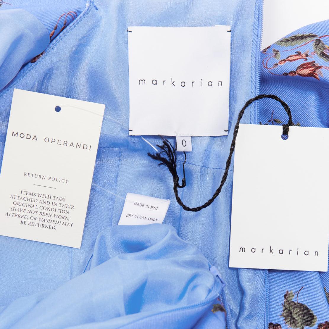 MARKARIAN Laurel robe asymétrique bleue en coton pervenche à imprimé floral taille US0 en vente 4