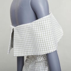 MARKARIAN Runway Regina weiß Pailletten Gingham kalte Schulter Minikleid US0 XS
