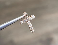 TRADE PRICING, 0.53 Carat Rose Gold Diamond Cross Pendant 14 Karat