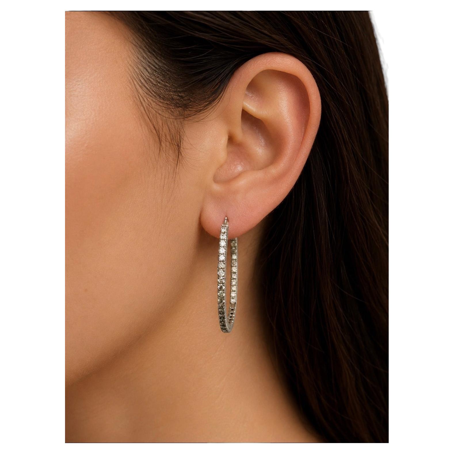 PRECIO AL POR MAYOR: Pendientes de aro con diamantes naturales de 3,50 ct, oro blanco de 14k