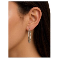 MARKDOWN, 3.50ct Natural Diamond In-Out Hoop Earrings 14k White gold