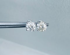 MARKDOWN, boucles d'oreilles à clous en diamant naturel de 4,02 carats, forme ronde, en or blanc 14 carats