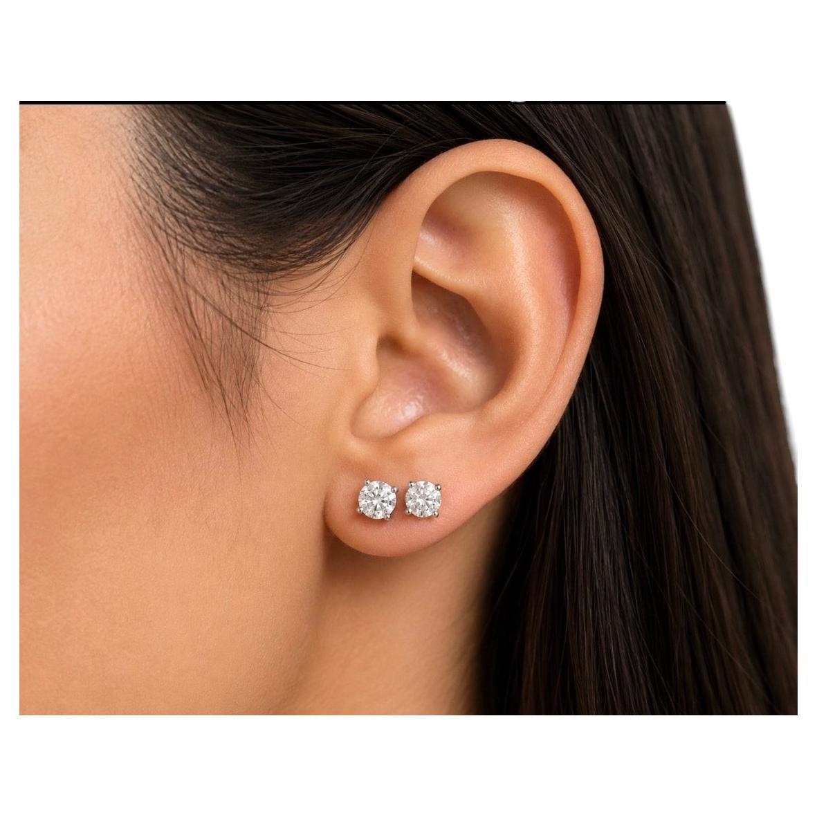 PRIX DE GROS, boucles d'oreilles en diamant naturel de 4,02 carats, en or blanc 14 carats