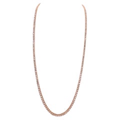MARKDOWN, 8.02 cts Round Diamond 14K Rose Gold Tennis Necklace, 18"
