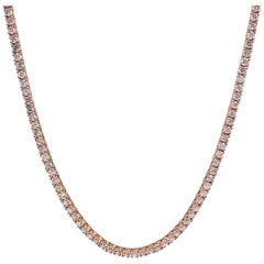 MARKDOWN, 8.02 cts Round Diamond 14K Rose Gold Tennis Necklace, 18"