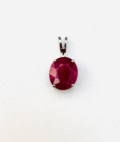 MARKDOWN SALE, 5.75 Carats Natural Ruby Pendant White Gold 14 Karat