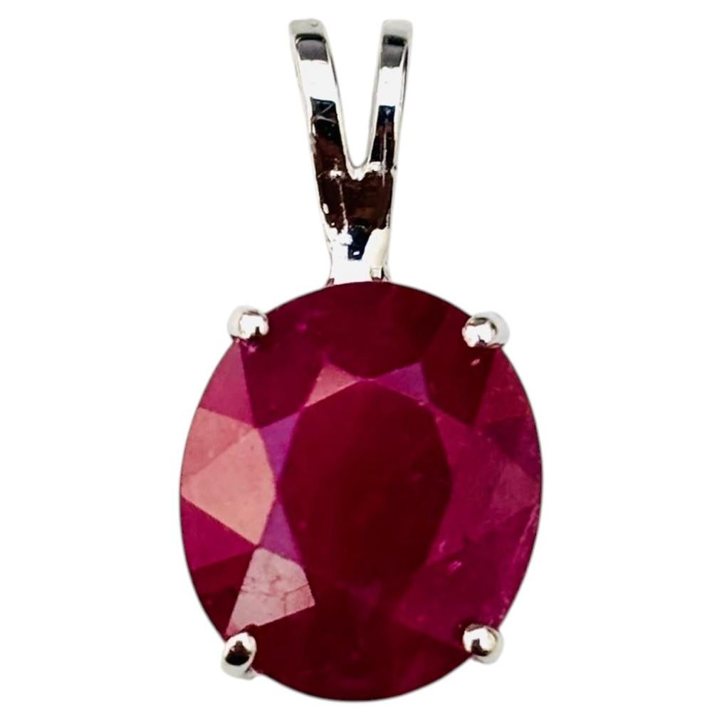 WEEK LONG CLEARANCE, 5.75 Carats Natural Ruby Pendant White Gold 14 Karat