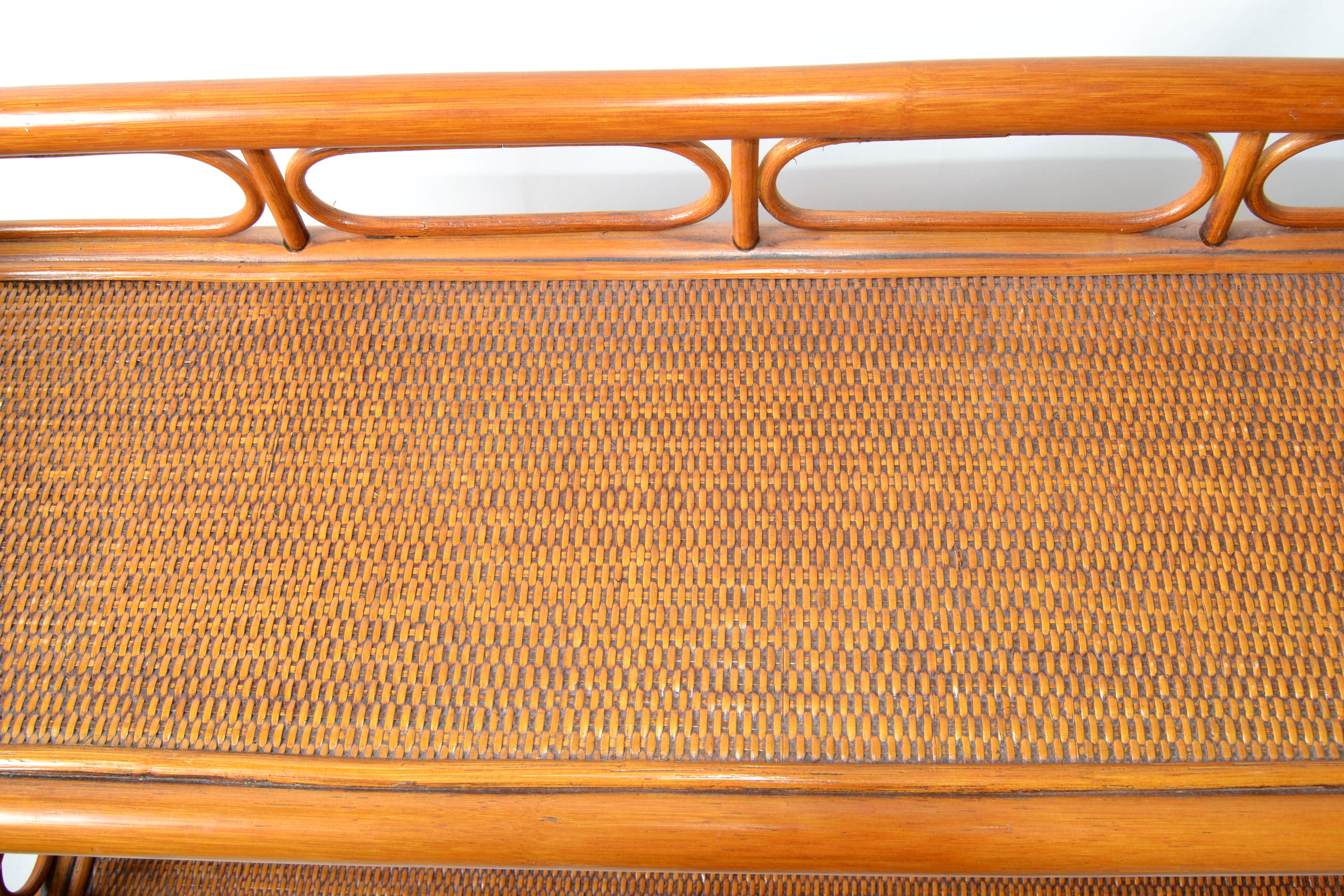 American Marked 3 Tier Rattan & Wicker Storage Shelf, Display Shelf Mid-Century Modern
