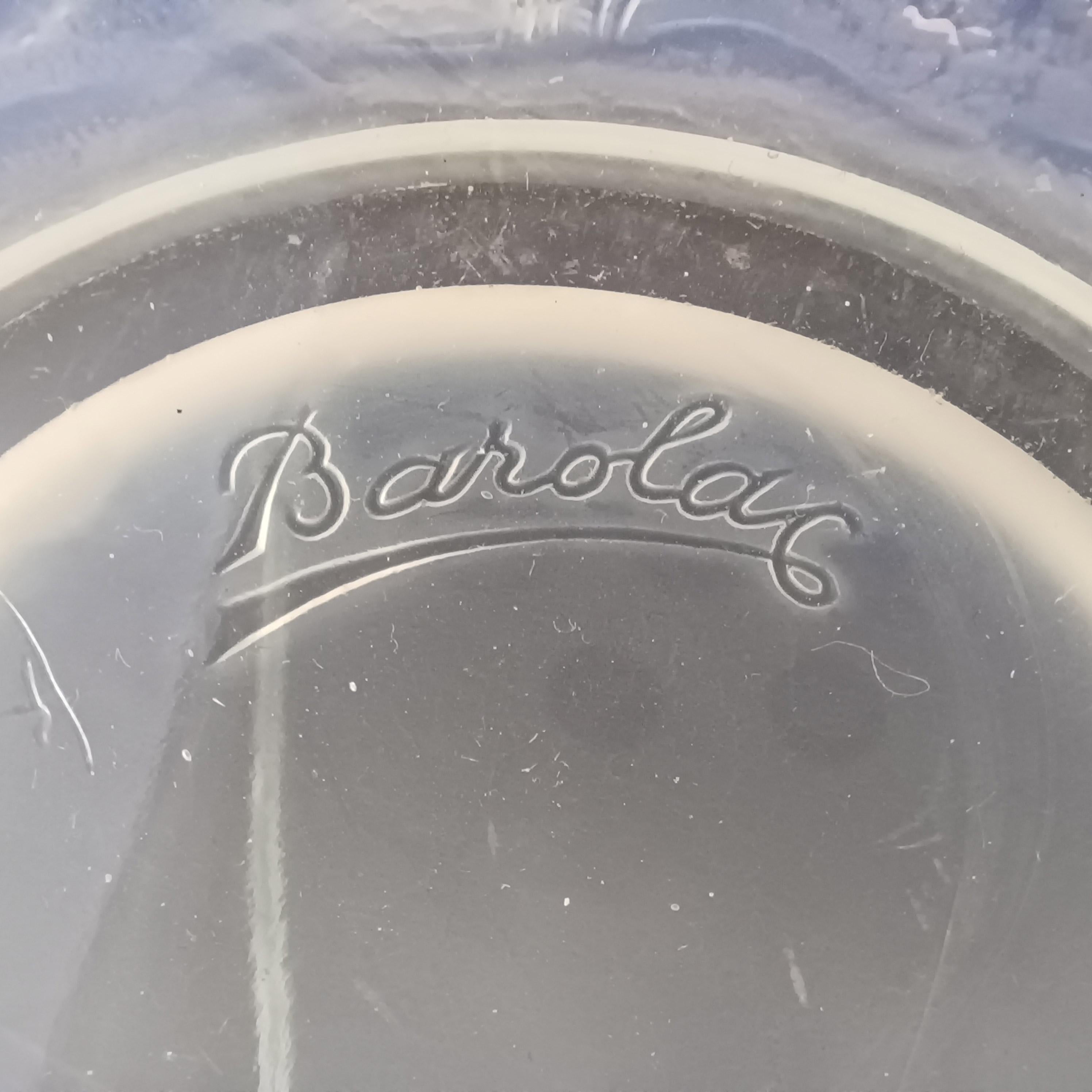 MARCADO Barolac Art Decó Opalina / Opalescente Plato de Cristal Palmeras en Bueno estado para la venta en Bolton, GB