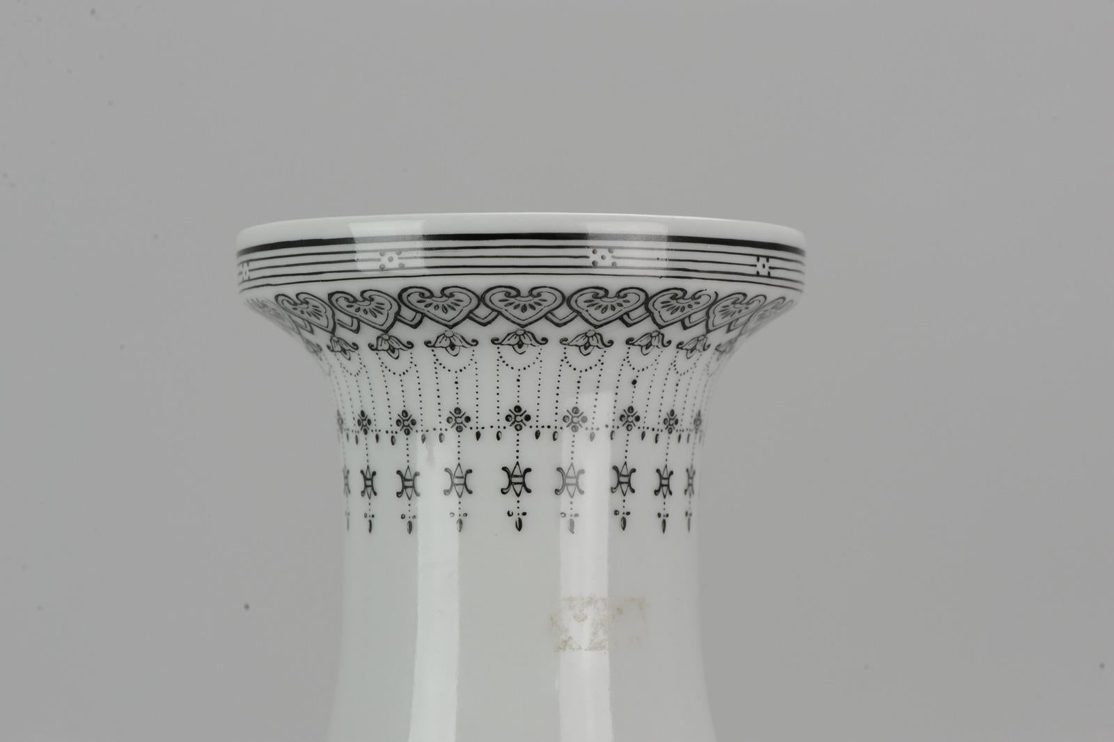 Marked Chinese porcelain 1960s-1970s ProC Vase Crane Birds in Garden Calligraphy 5