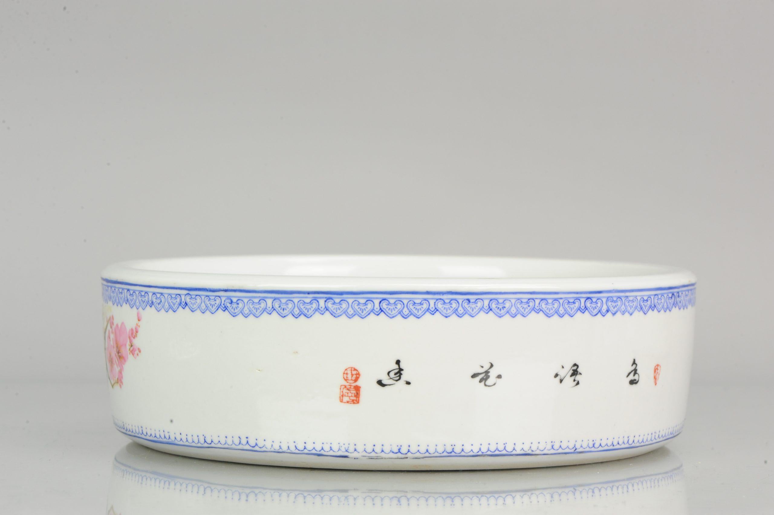 20th Century Marked Chinese Porcelain 1970s-1980s ProC Brush Washer Marked Landscape For Sale