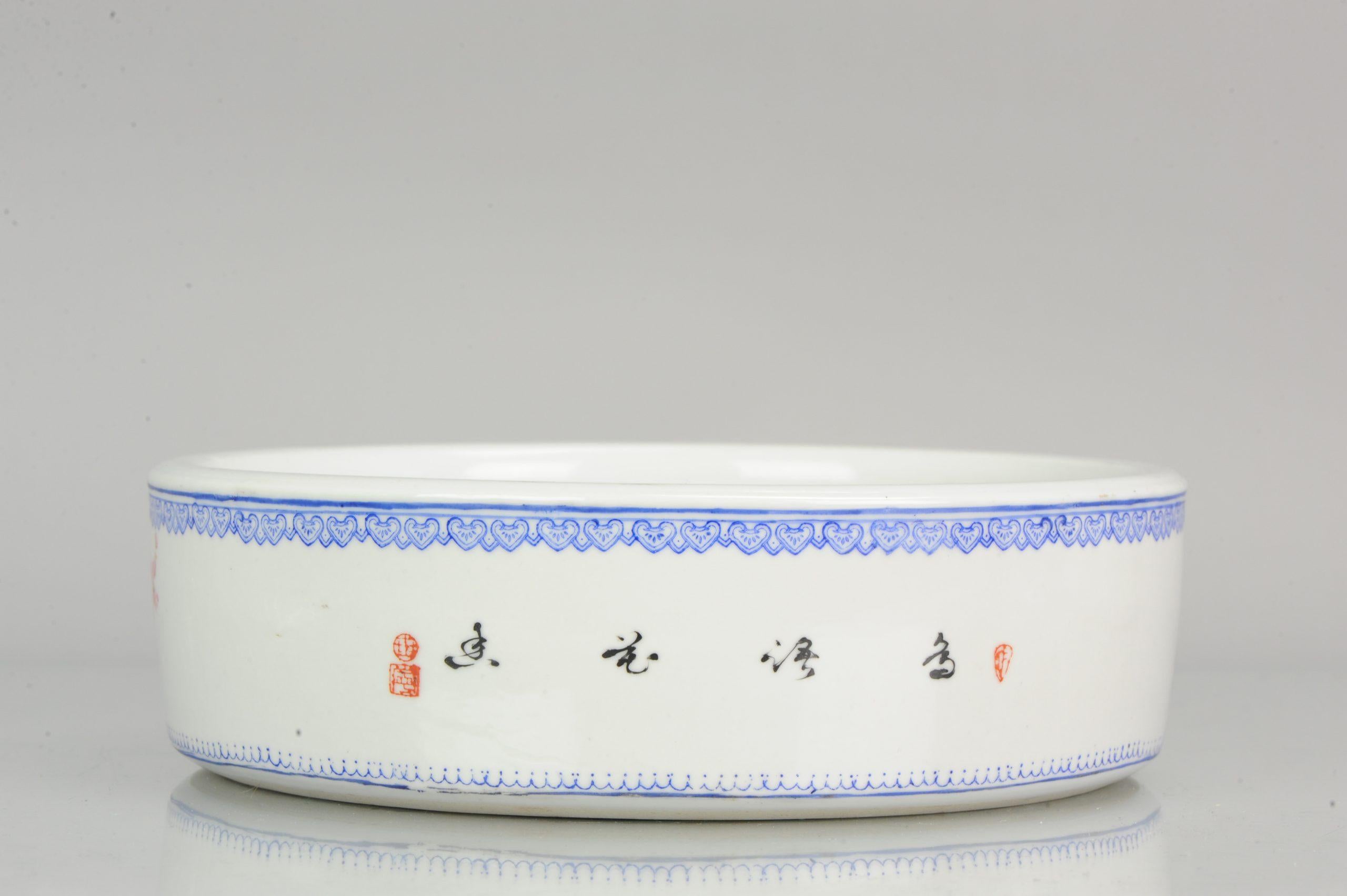 Marked Chinese Porcelain 1970s-1980s ProC Brush Washer Marked Landscape For Sale 1